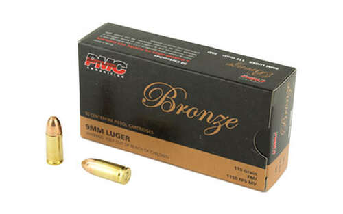 Ammunition PMC Ammunition Bronze 9mm PMC BRNZ 9MM 115GR FMJ 50/1000 • Model: Bronze